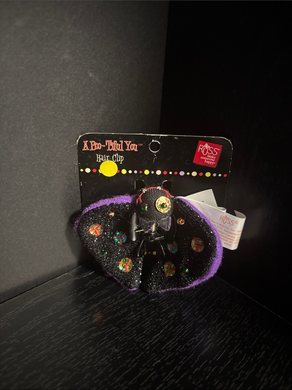 Vintage Russ Berrie "A Boo-Tiful You" Halloween Bat Hair Clip - NWT Spooky Retro